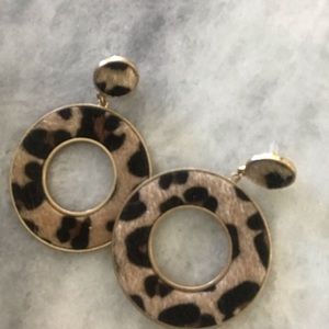 Leopard hair on hide earrings